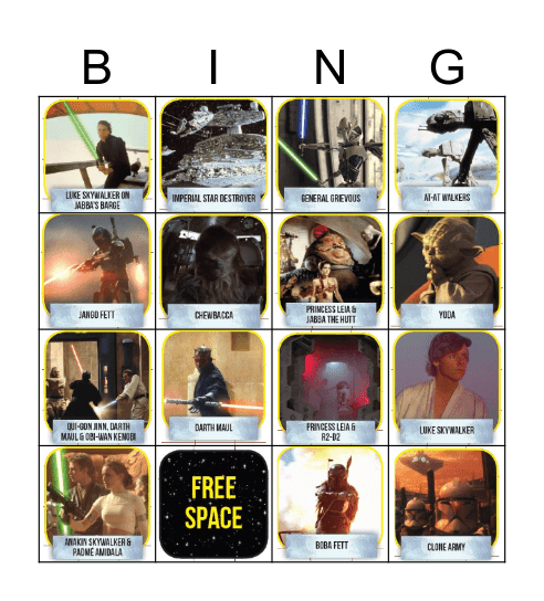 Star Wars Bingo Card