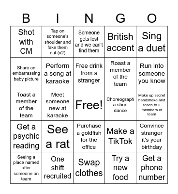 10/10 NIGHT OUT Bingo Card