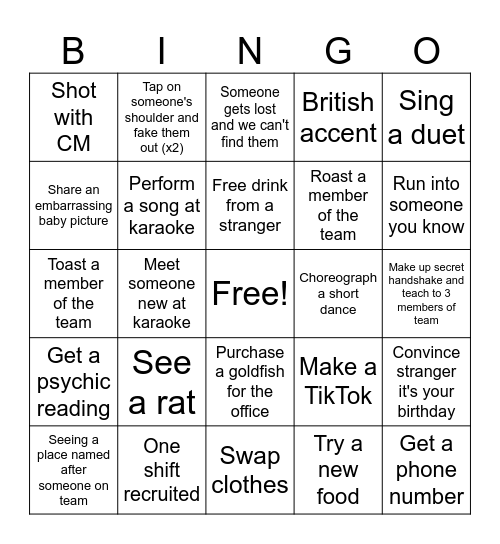 10/10 NIGHT OUT Bingo Card