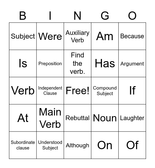 Comp 9 Bingo Card