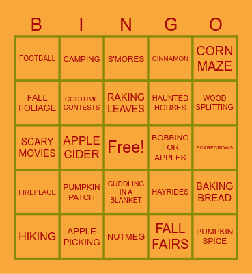 FALL Bingo Card