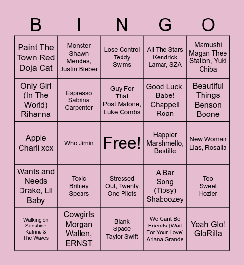 Music Bing #3 Bingo Card