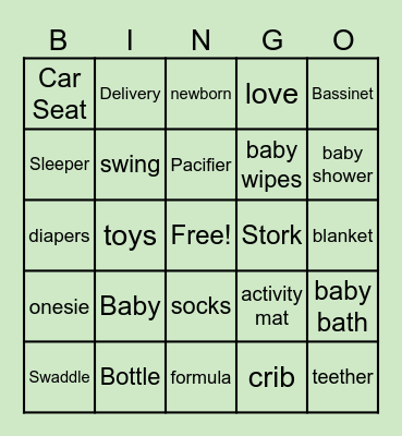 Chrysalis House- Anthem Baby Shower Bingo Card