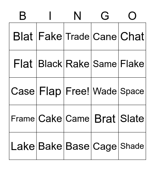 Vce Bingo Card