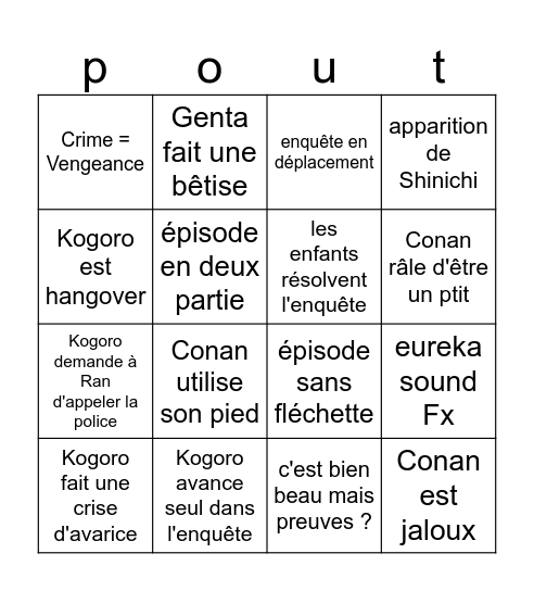 Je suis Conan Bingogawa Bingo Card