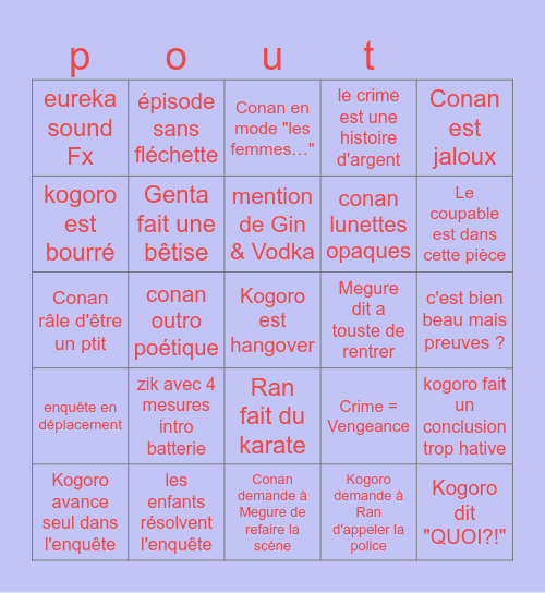 Conan Bingogawa Bingo Card