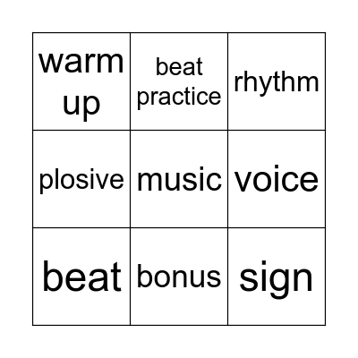 Music Bingo! Bingo Card