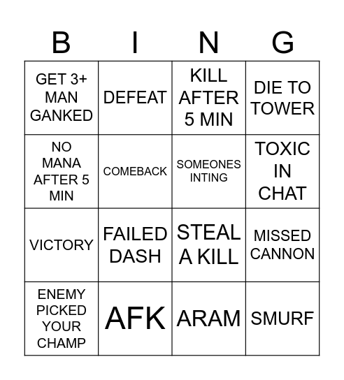 LOL BINGO Card