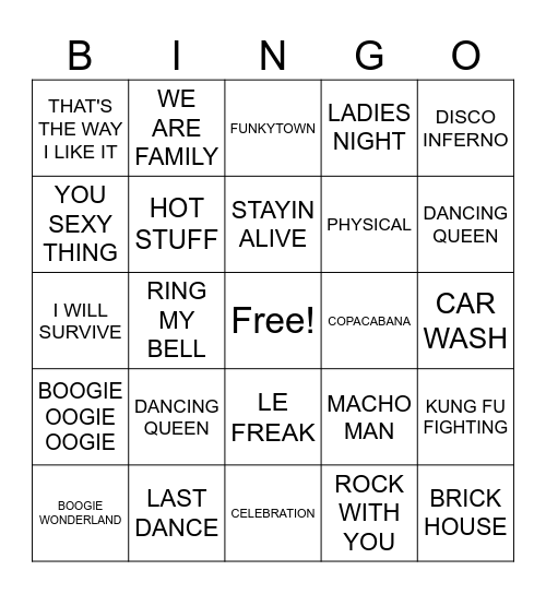 DISCO Bingo Card