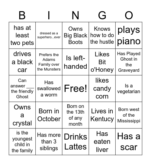 Boo! Bingo Card