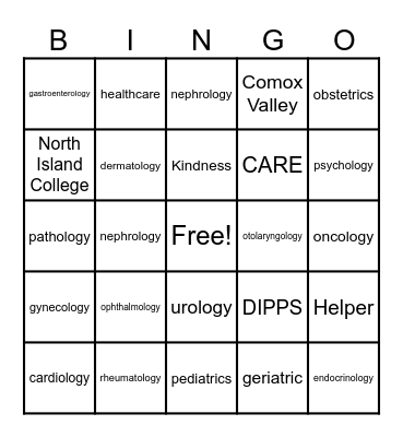 Medical Terminology for HCA Bingo Card