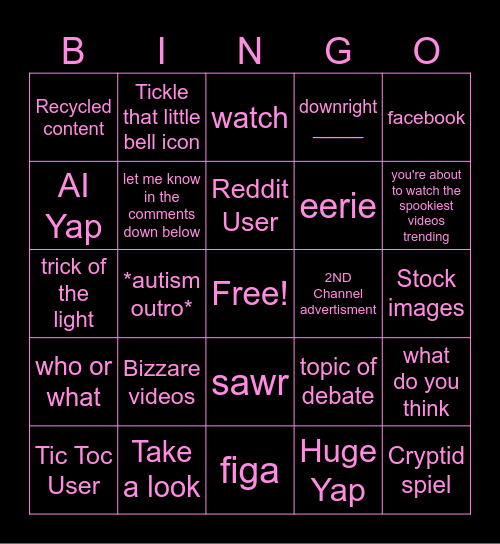 Slapped Ham Bingo Card