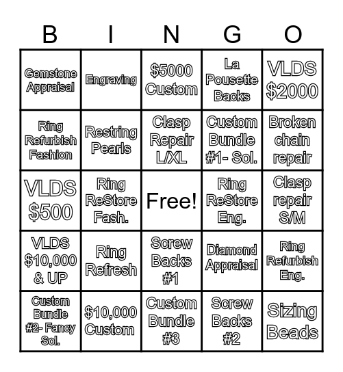 Repair Bingo! Bingo Card