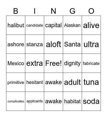 Step 5 Bingo Card