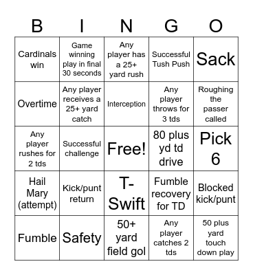 Football Bingo Card