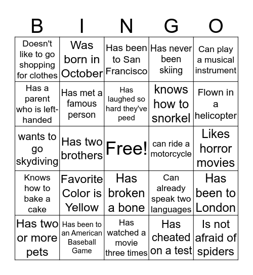 Find Someone Who Has... Bingo Card