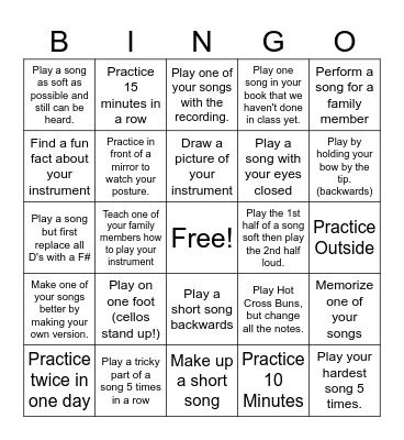 Fall Break Bingo Card