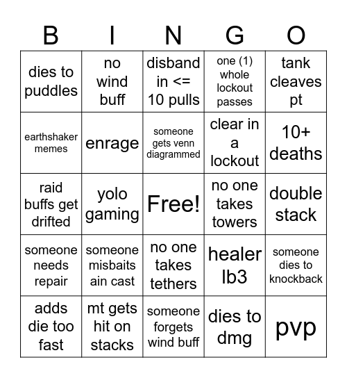 sephirot gaming Bingo Card