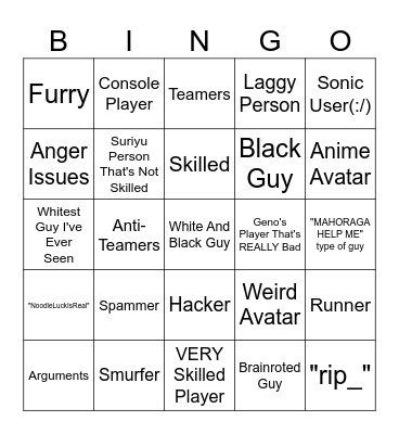 TSB Bingo Card