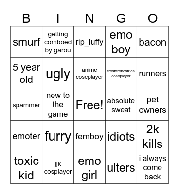 tsb Bingo Card