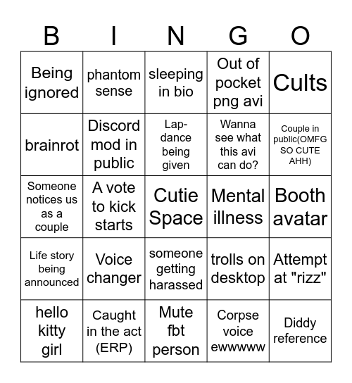 Drinking in VR Presented by Bingo Card