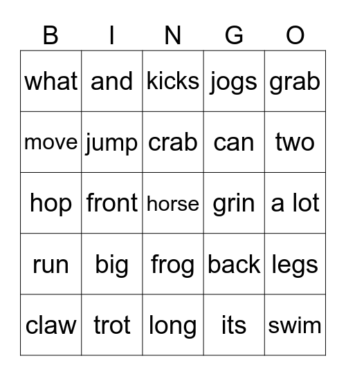 Move and Grin! Bingo Card