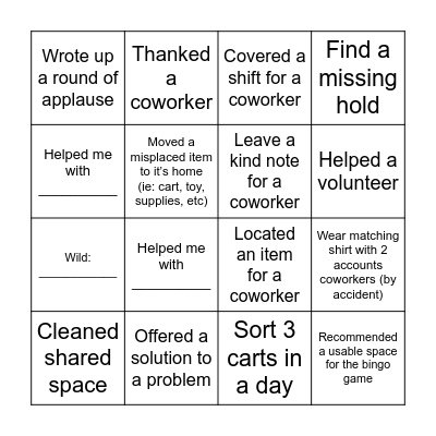 Accounts Staff Bingo Card
