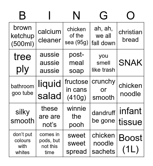 Shop Smart! Bingo Card
