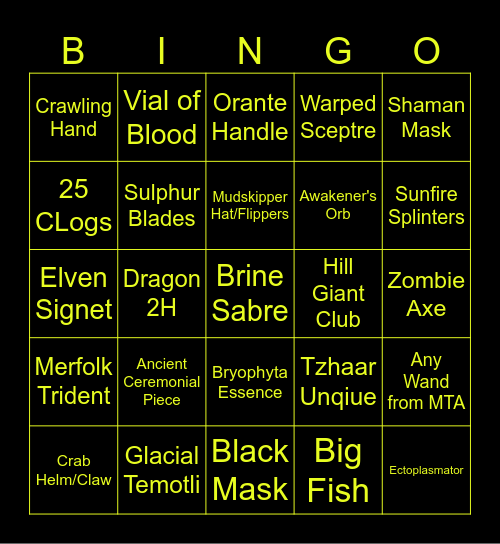 10 Points Bingo Card