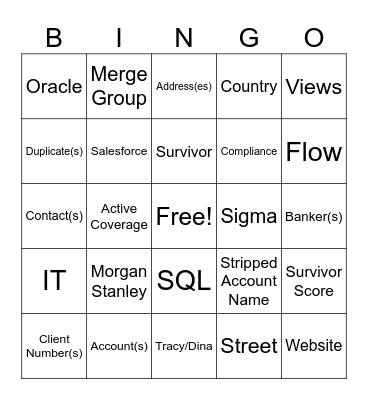 CDM Project Bingo Card