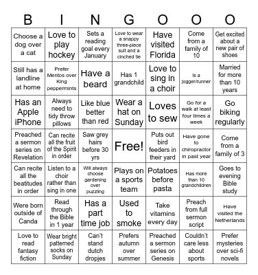 Getting to Know You! Bingo Card