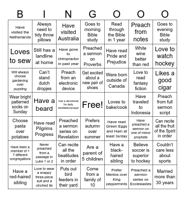 Eastern Ministerial Bingo Card