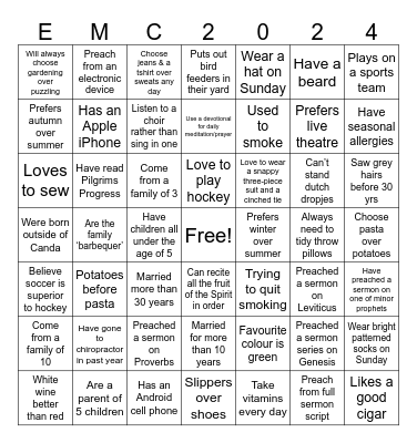 Getting To Know You Bingo Card