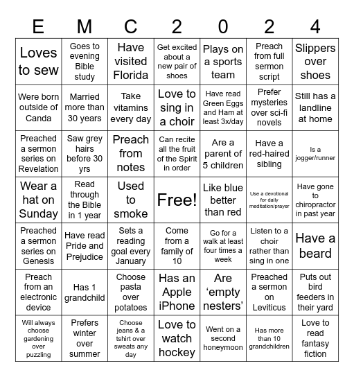 Getting To Know You Bingo Card