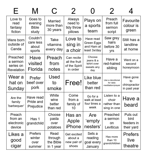 Getting To Know You Bingo Card