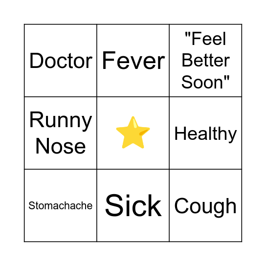 "Stay Healthy" BINGO Card