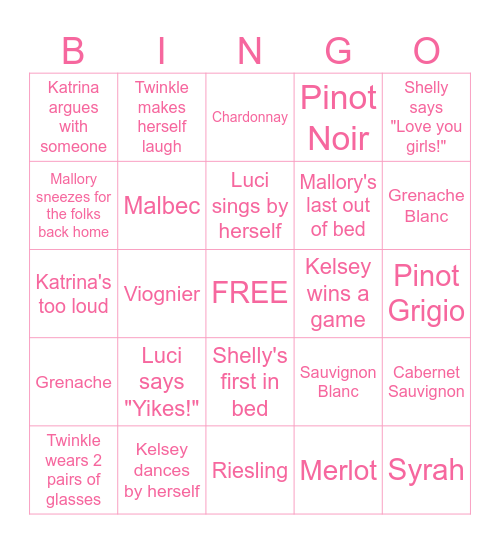 Shell's Belles in AZ Wine Country Bingo Card