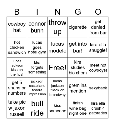 nashville Bingo Card