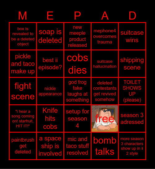 II S2 Ep17 Bingo Card