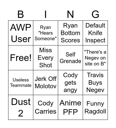 CS2  Bingo Card