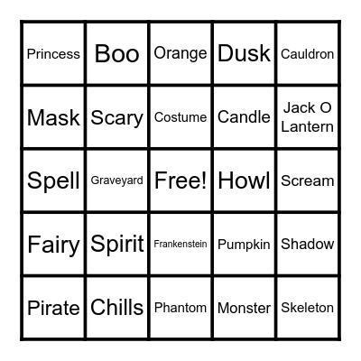Halloween Bingo Card