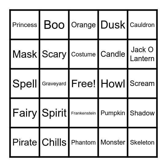 Halloween Bingo Card