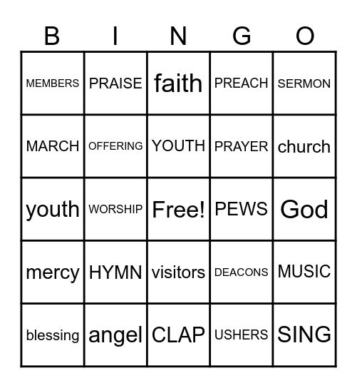 CHURCH Bingo Card