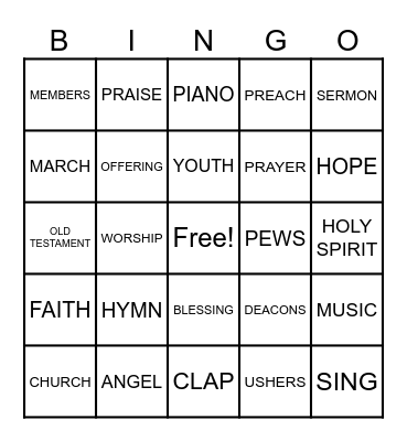 CHURCH Bingo Card