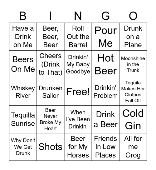 Drunk Bingo Card