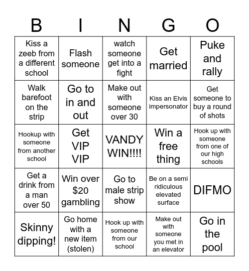 VEGAS BINGO Card