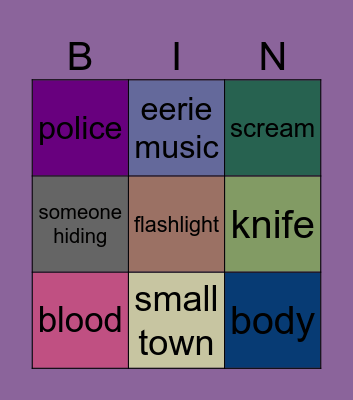 Thriller Bingo Card