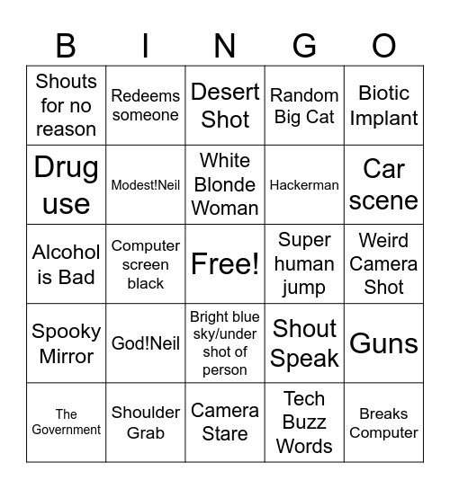 Neil Breen Bingo Card