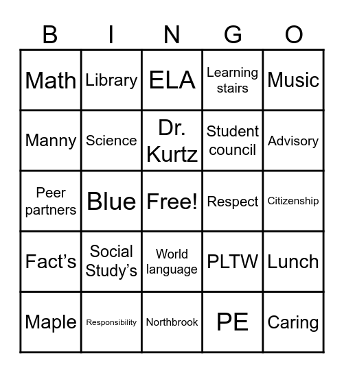 Maple Bingo Card