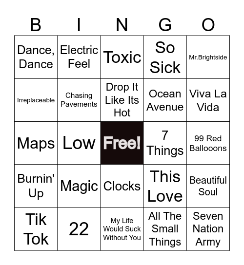 2000's Bingo Card